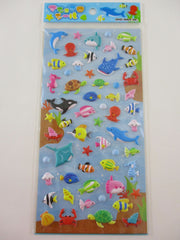 Cute Kawaii MW - Fish Whale Octopus Turtle Sea Ocean Puffy Sponge Sticker Sheet