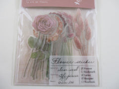 Cute Kawaii Q-Lia Bouquet Flowers - Flake Stickers Sack - Dusty Pink - Beautiful Garden Bloom Love Wedding for Journal Agenda Planner Scrapbooking Craft