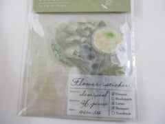 Cute Kawaii Q-Lia Bouquet Flowers - Flake Stickers Sack - Green - Beautiful Garden Bloom Love Wedding for Journal Agenda Planner Scrapbooking Craft