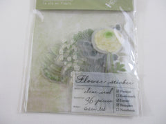 Cute Kawaii Q-Lia Bouquet Flowers - Flake Stickers Sack - Green - Beautiful Garden Bloom Love Wedding for Journal Agenda Planner Scrapbooking Craft