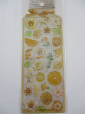 Cute Kawaii Qlia Fleur Arome Scented Flower Sticker Sheet - Yellow Orange - for Journal Planner Craft Organizer Calendar