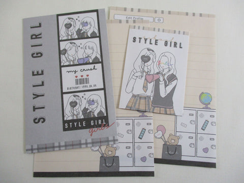 Cute Kawaii Crux Style Girl Mini Letter Sets - A - Small Writing Note Envelope Set Stationery