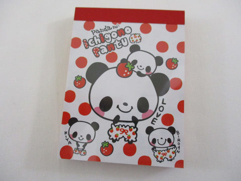 Cute Kawaii Pool Cool Panda Strawberry Mini Notepad / Memo Pad - Stationery Design Writing Collection