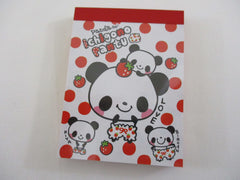 Cute Kawaii Pool Cool Panda Strawberry Mini Notepad / Memo Pad - Stationery Design Writing Collection