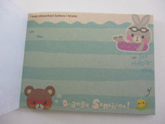 Cute Kawaii Q-Lia Bear Rabbit Orange Sunshine Mini Notepad / Memo Pad - Stationery Designer Paper Collection
