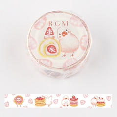 Cute Kawaii BGM Washi / Masking Deco Tape - Animal ♥ Food series - Bird Strawberry Pancake Pastry - for Scrapbooking Journal Planner Craft