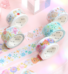 Cute Kawaii BGM Washi / Masking Deco Tape - Flower Blooms Spring Garden Wedding - for Scrapbooking Journal Planner Craft
