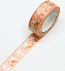 Cute Kawaii Saien Washi / Masking Deco Tape - Rabbit Bunny Carrot Spring - for Scrapbooking Journal Planner Craft