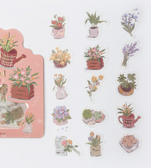 Cute Kawaii BGM Flowers Series Flake Stickers Sack - Pot Container Garden - for Journal Agenda Planner Scrapbooking Craft