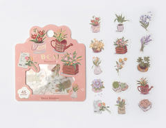 Cute Kawaii BGM Flowers Series Flake Stickers Sack - Pot Container Garden - for Journal Agenda Planner Scrapbooking Craft