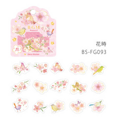 Cute Kawaii BGM Flowers Series Flake Stickers Sack - Cherry Blossoms Sakura - for Journal Agenda Planner Scrapbooking Craft