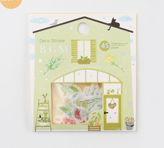 Cute Kawaii BGM Flowers Series Flake Stickers Sack - Green House Garden - for Journal Agenda Planner Scrapbooking Craft