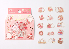 Cute Kawaii BGM So Yummy Series Flake Stickers Sack - Strawberry Pastry Dessert Bird - for Journal Agenda Planner Scrapbooking Craft