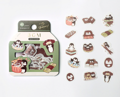 Cute Kawaii BGM So Yummy Series Flake Stickers Sack - Chocolate Penguin - for Journal Agenda Planner Scrapbooking Craft