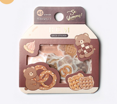 Cute Kawaii BGM So Yummy Series Flake Stickers Sack - Cookies Bear - for Journal Agenda Planner Scrapbooking Craft