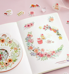 Cute Kawaii BGM Flowers Series Flake Stickers Sack - Red Poppy Poppies - for Journal Agenda Planner Scrapbooking Craft