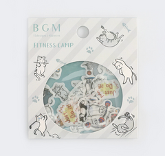 Cute Kawaii BGM Flake Stickers Sack - Fitness Camp Cat - for Journal Agenda Planner Scrapbooking Craft