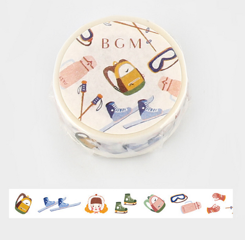 Cute Kawaii BGM Washi / Masking Deco Tape - Winter ♥ Ski Snow - for Scrapbooking Journal Planner Craft