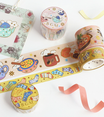 Cute Kawaii BGM Washi / Masking Deco Tape - Soup Warm Marshmallow Drink Autumn Food - for Scrapbooking Journal Planner Craft
