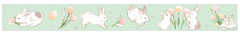 Cute Kawaii BGM Washi / Masking Deco Tape - Bunny Tulip Flower Rabbit Garden Field Pink - for Scrapbooking Journal Planner Craft
