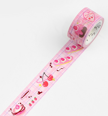 Cute Kawaii BGM Washi / Masking Deco Tape - Eat Me Strawberry Sweets Pink Cherries - for Scrapbooking Journal Planner Craft