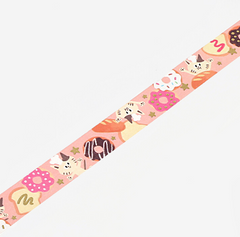 Cute Kawaii BGM Washi / Masking Deco Tape - Crayon Land series - Cat Baker Donuts  - for Scrapbooking Journal Planner Craft