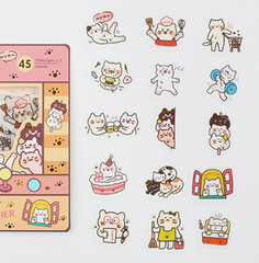 Cute Kawaii BGM Flake Stickers Sack - Cat Activities Busy Schedule - for Journal Agenda Planner Scrapbooking Craft
