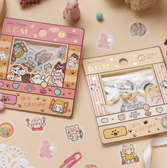 Cute Kawaii BGM Flake Stickers Sack - Cat Activities Busy Schedule - for Journal Agenda Planner Scrapbooking Craft