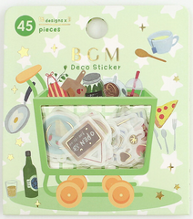 Cute Kawaii BGM Cartful Series Flake Stickers Sack - Cooking Dining Kitchen Food and Drink - for Journal Agenda Planner Scrapbooking Craft