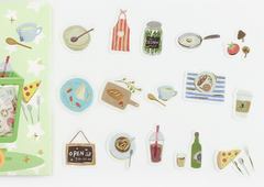 Cute Kawaii BGM Cartful Series Flake Stickers Sack - Cooking Dining Kitchen Food and Drink - for Journal Agenda Planner Scrapbooking Craft