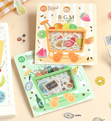 Cute Kawaii BGM Cartful Series Flake Stickers Sack - Cooking Dining Kitchen Food and Drink - for Journal Agenda Planner Scrapbooking Craft