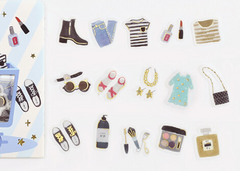 Cute Kawaii BGM Cartful Series Flake Stickers Sack - Ready for Work School Outfit Wardrobe Beauty - for Journal Agenda Planner Scrapbooking Craft