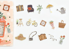 Cute Kawaii BGM Cartful Series Flake Stickers Sack - Happy Serene Healthy Living Travel - for Journal Agenda Planner Scrapbooking Craft