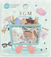 Cute Kawaii BGM Cartful Series Flake Stickers Sack - College Study School Office Stationery - for Journal Agenda Planner Scrapbooking Craft