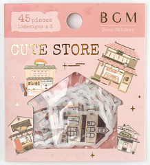 Cute Kawaii BGM Flake Stickers Sack - Town House Building Downtown - for Journal Agenda Planner Scrapbooking Craft