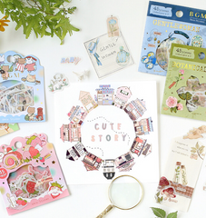 Cute Kawaii BGM Flake Stickers Sack - Town House Building Downtown - for Journal Agenda Planner Scrapbooking Craft
