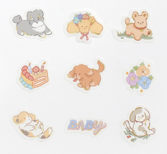 Cute Kawaii BGM Flake Stickers Sack - Dog Playful Puppies - for Journal Agenda Planner Scrapbooking Craft