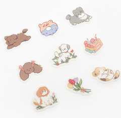 Cute Kawaii BGM Flake Stickers Sack - Dog Playful Puppies - for Journal Agenda Planner Scrapbooking Craft