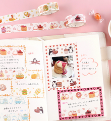 Cute Kawaii BGM Washi / Masking Deco Tape - Bear Sweet Blue Winter Cupcake - for Scrapbooking Journal Planner Craft