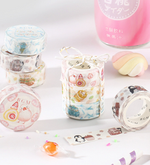 Cute Kawaii BGM Washi / Masking Deco Tape - Bear Sweet Blue Winter Cupcake - for Scrapbooking Journal Planner Craft