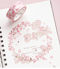 Cute Kawaii BGM Washi / Masking Deco Tape - Cherry Blossom Sakura Flower - for Scrapbooking Journal Planner Craft
