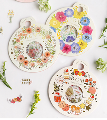 Cute Kawaii BGM Flake Stickers Sack - Autumn Beautiful Fall Orange Sweet Leaves Flower - for Journal Agenda Planner Scrapbooking Craft