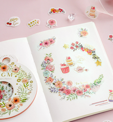 Cute Kawaii BGM Flake Stickers Sack - Autumn Beautiful Fall Orange Sweet Leaves Flower - for Journal Agenda Planner Scrapbooking Craft