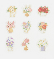 Cute Kawaii BGM Flowers Series Flake Stickers Sack - Flowers in Vases Bouquet Blossom - for Journal Agenda Planner Scrapbooking Craft