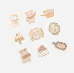 Cute Kawaii BGM Flake Stickers Sack - Bear Rabbit Soft - for Journal Agenda Planner Scrapbooking Craft