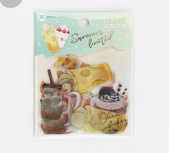 Cute Kawaii BGM Summer Limited Series Flake Stickers Sack - Cold Drinks Fruit Juice large - for Journal Agenda Planner Scrapbooking Craft