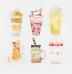 Cute Kawaii BGM Summer Limited Series Flake Stickers Sack - Cold Drinks Fruit Juice large - for Journal Agenda Planner Scrapbooking Craft