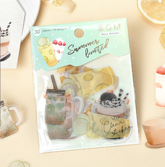 Cute Kawaii BGM Summer Limited Series Flake Stickers Sack - Cold Drinks Fruit Juice large - for Journal Agenda Planner Scrapbooking Craft