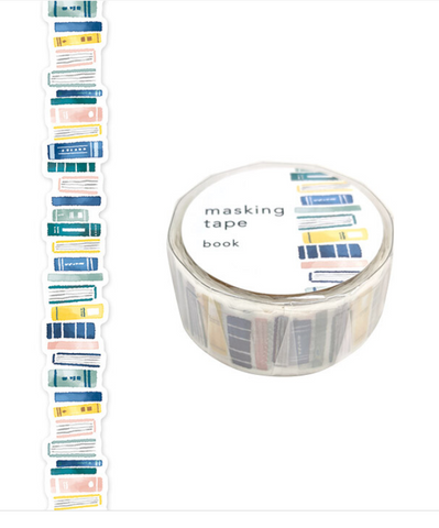 Cute Kawaii Mind Wave Washi / Masking Deco Tape - Books Library Reading Student Blue - for Scrapbooking Journal Planner Craft