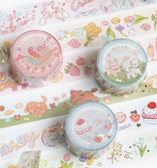 Cute Kawaii BGM Washi / Masking Deco Tape - Sweet Cake Strawberry Cherry - for Scrapbooking Journal Planner Craft